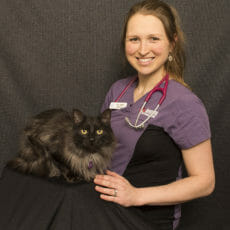 Dr. Sadie Bilinsky with a cat